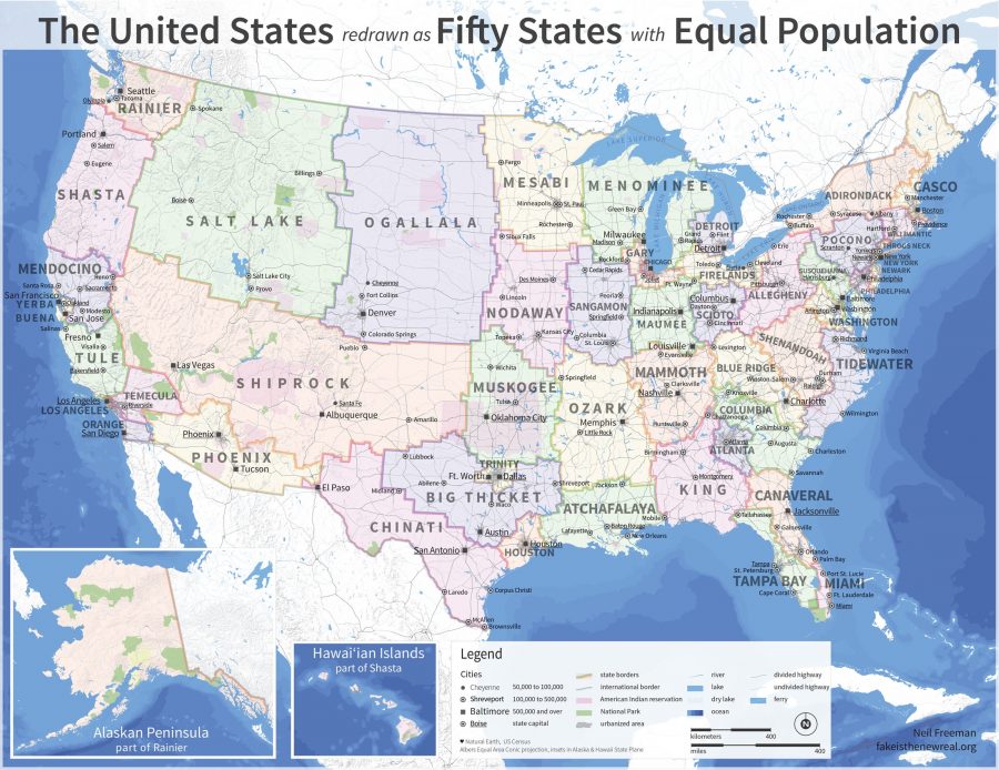 What The Map Of The United States Would Look Like If All 50 States