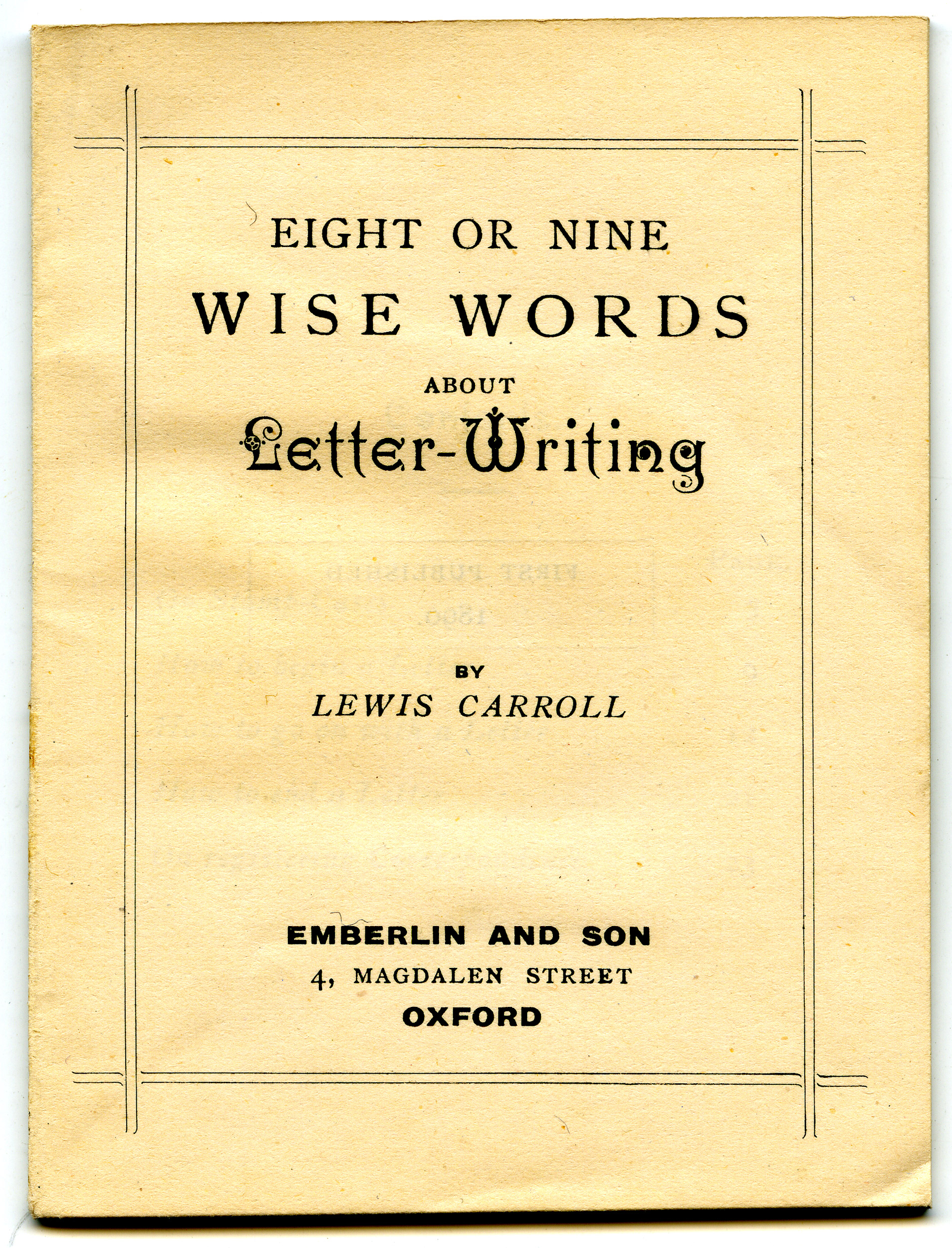 The Selected Letters of Lewis Carroll, LEWIS CARROLL