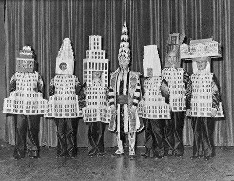 Famous New York Architects | famous architects dress as their famous new york city buildings 1931 open culture Famous New York Architects | famous architects dress as their famous new york city buildings 1931 open culture