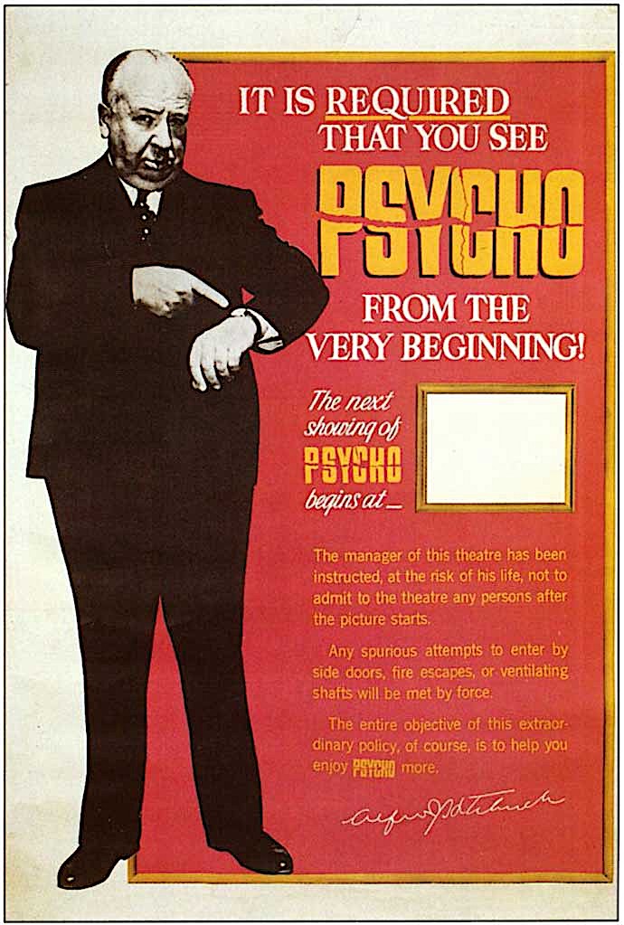 Alfred Hitchcocks Strict Rules For Watching Psycho In Theaters Free Culture