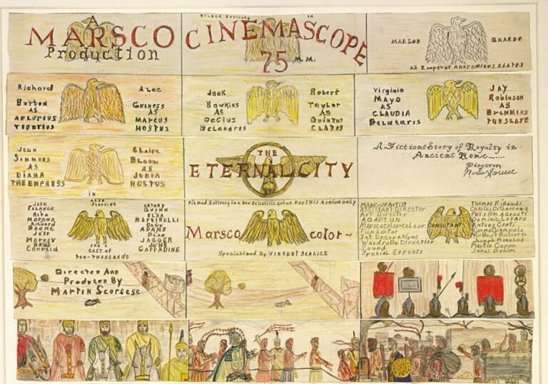 Storyboards for a movie called "The Eternal City" drawn by an 11-year-old Martin Scorsese.