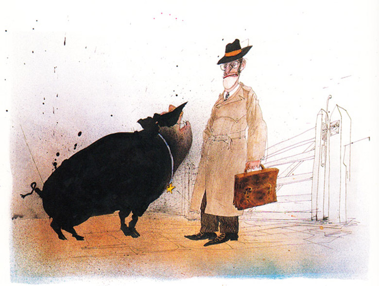 Ralph Steadman's Surrealist Illustrations of George Orwell's Animal Farm  (1995) | Open Culture