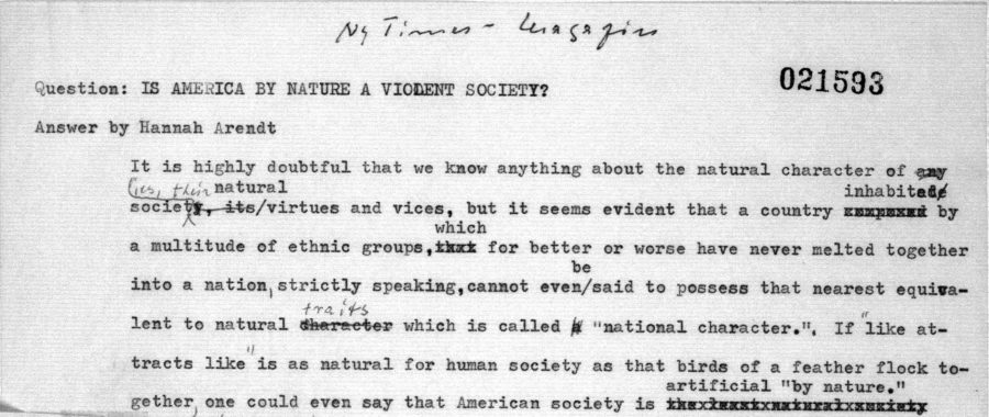 Hannah Arendt Papers: Speeches and Writings File, 1923-1975; Books; Men in  Dark Times; Drafts; Set I; Chapters; II