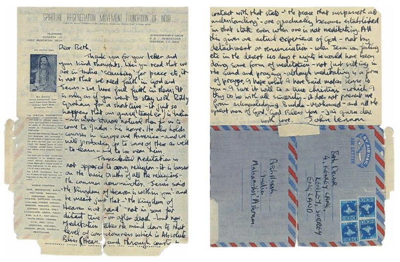 John Lennon Extols the Virtues of Transcendental Meditation in a Spirited  Letter Written to a Beatles Fan (1968) | Open Culture