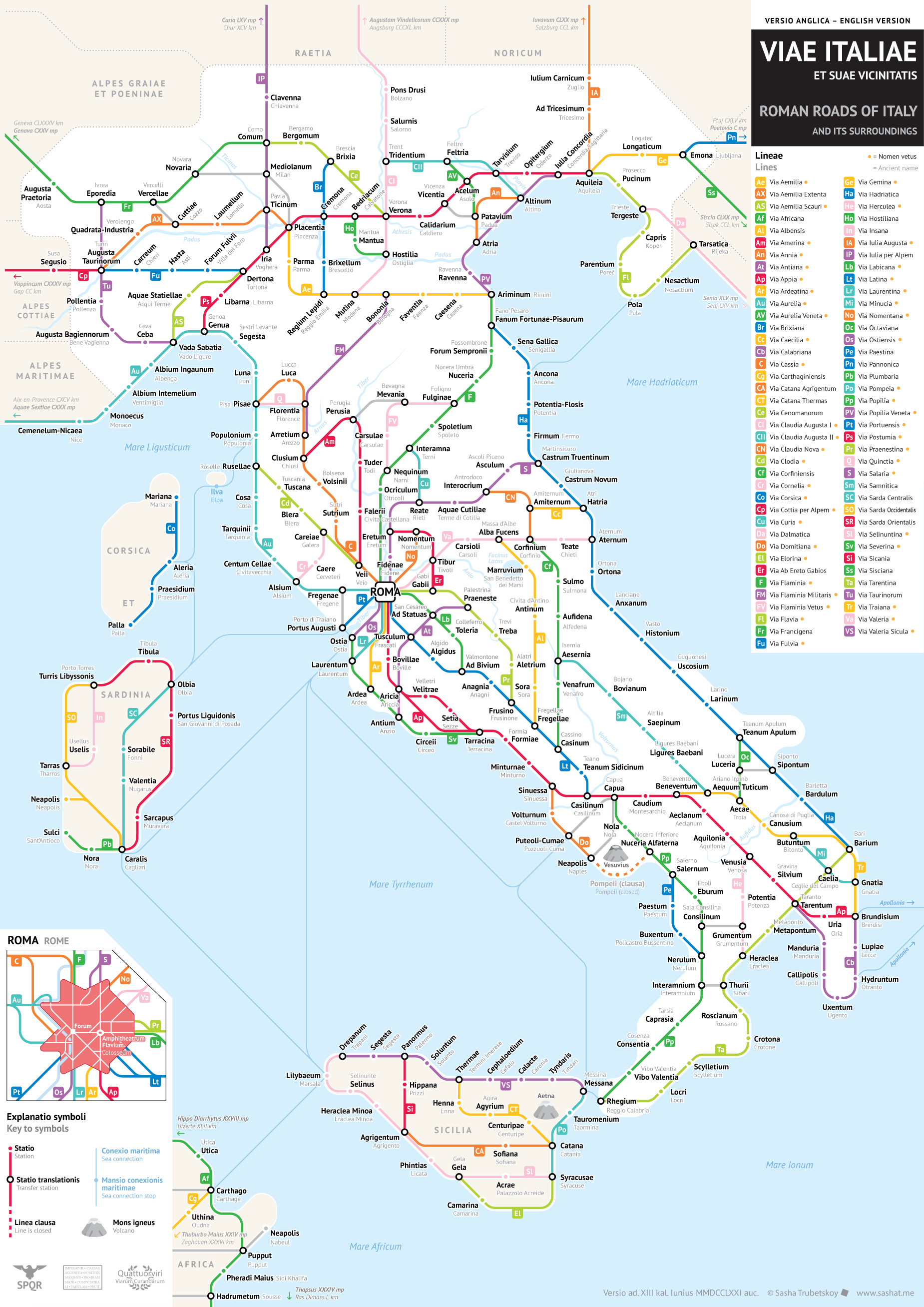 Roman Map Of Italy All the Roman Roads of Italy, Visualized as a Modern Subway Map 