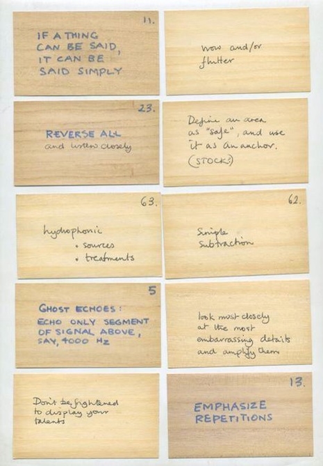 Behold the Original Deck of Oblique Strategies Cards, Handwritten 