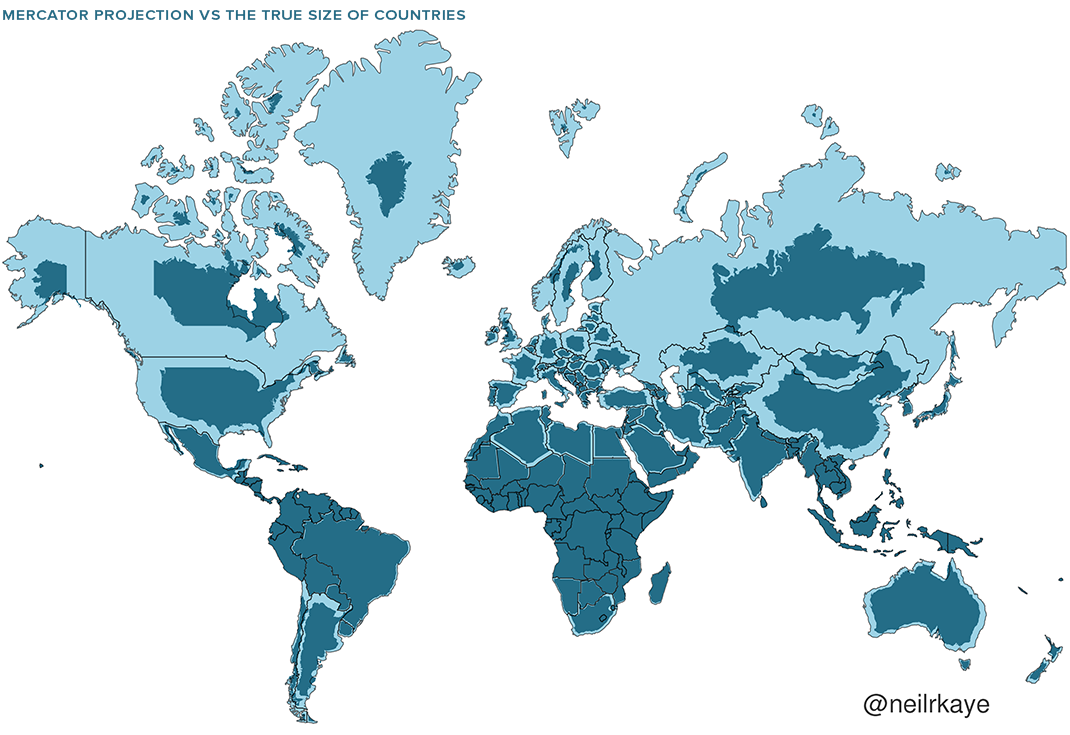 Animated Maps Reveal the True Size of Countries (and Show How