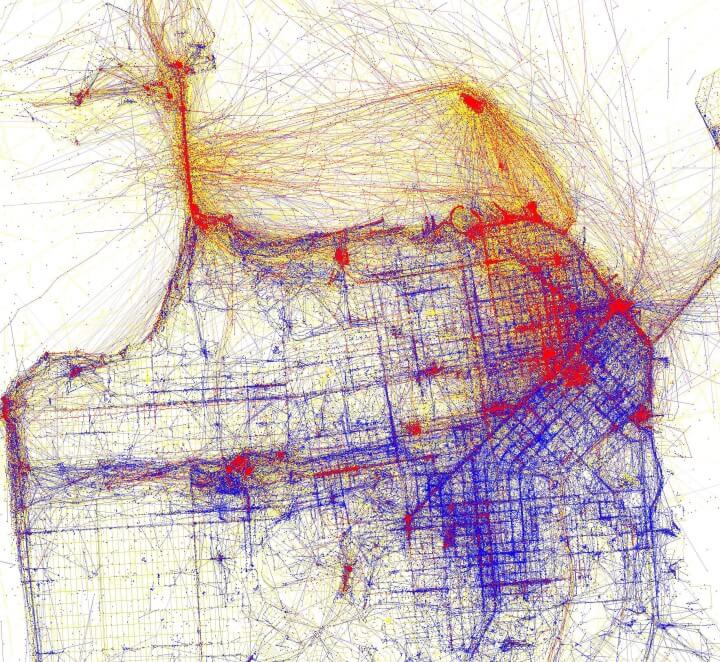 San Francisco Traffic Map 136 Maps Reveal Where Tourists & Locals Take Photos In Major Cities Across  The Globe | Open Culture