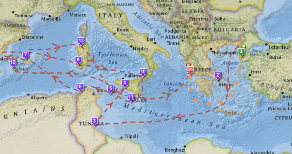 map of ulysses journey