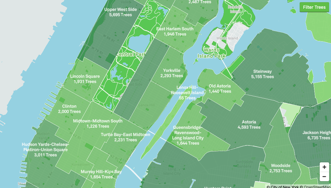 New York Street Tree Map Behold The New York City Street Tree Map: An Interactive Map That  Catalogues The 700,000 Trees Shading The Streets Of New York City | Open  Culture