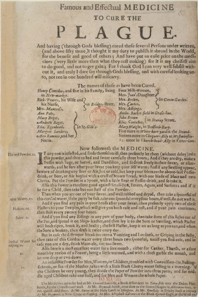 A 1665 Advertisement Promises a "Famous and Effectual" Cure for the
