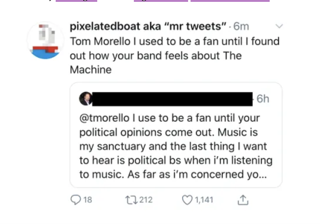 Tom Morello Responds To Angry Fans Who Suddenly Realize That Rage Against The Machine S Music Is Political What Music Of Mine Didn T Contain Political Bs Open Culture - making my way downtown albert roblox id how to get free