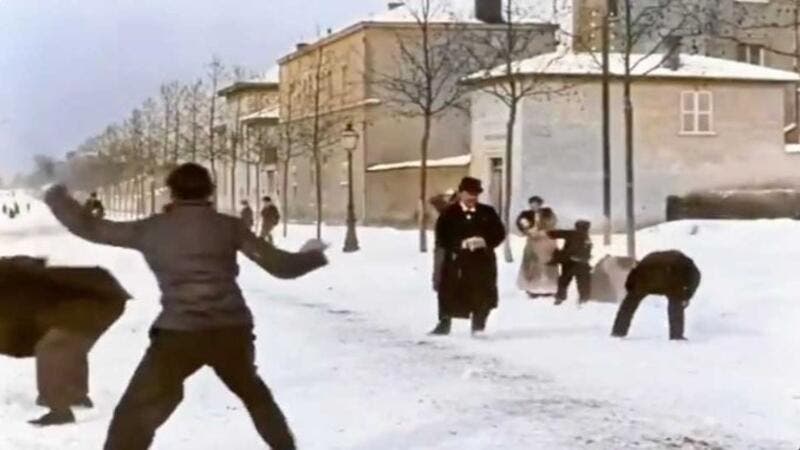 Restored Footage of 1896 Snowball Fight Makes It Seem Like