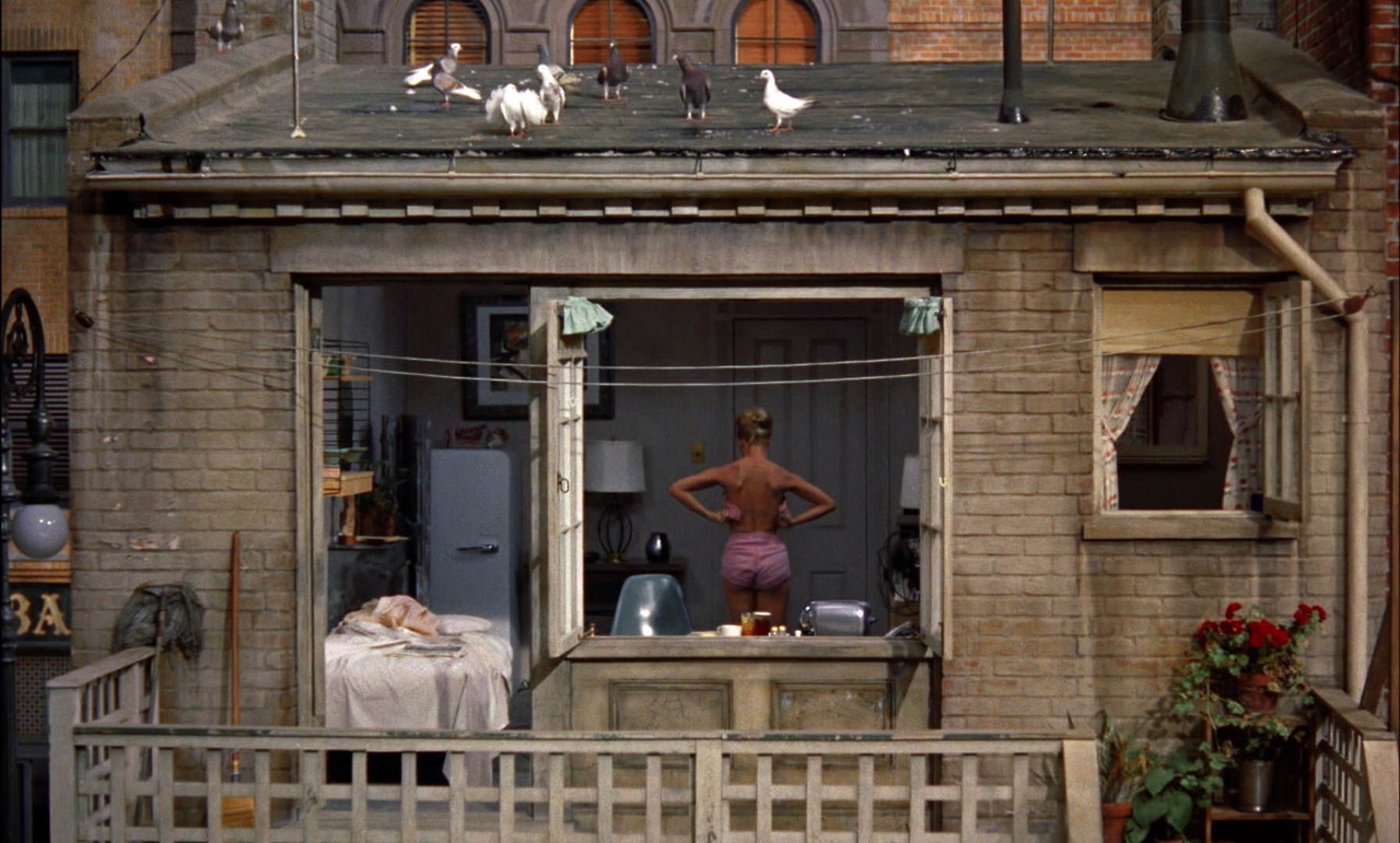 Movie still from Rear Window, 1954, directed by Alfred Hitchcock.