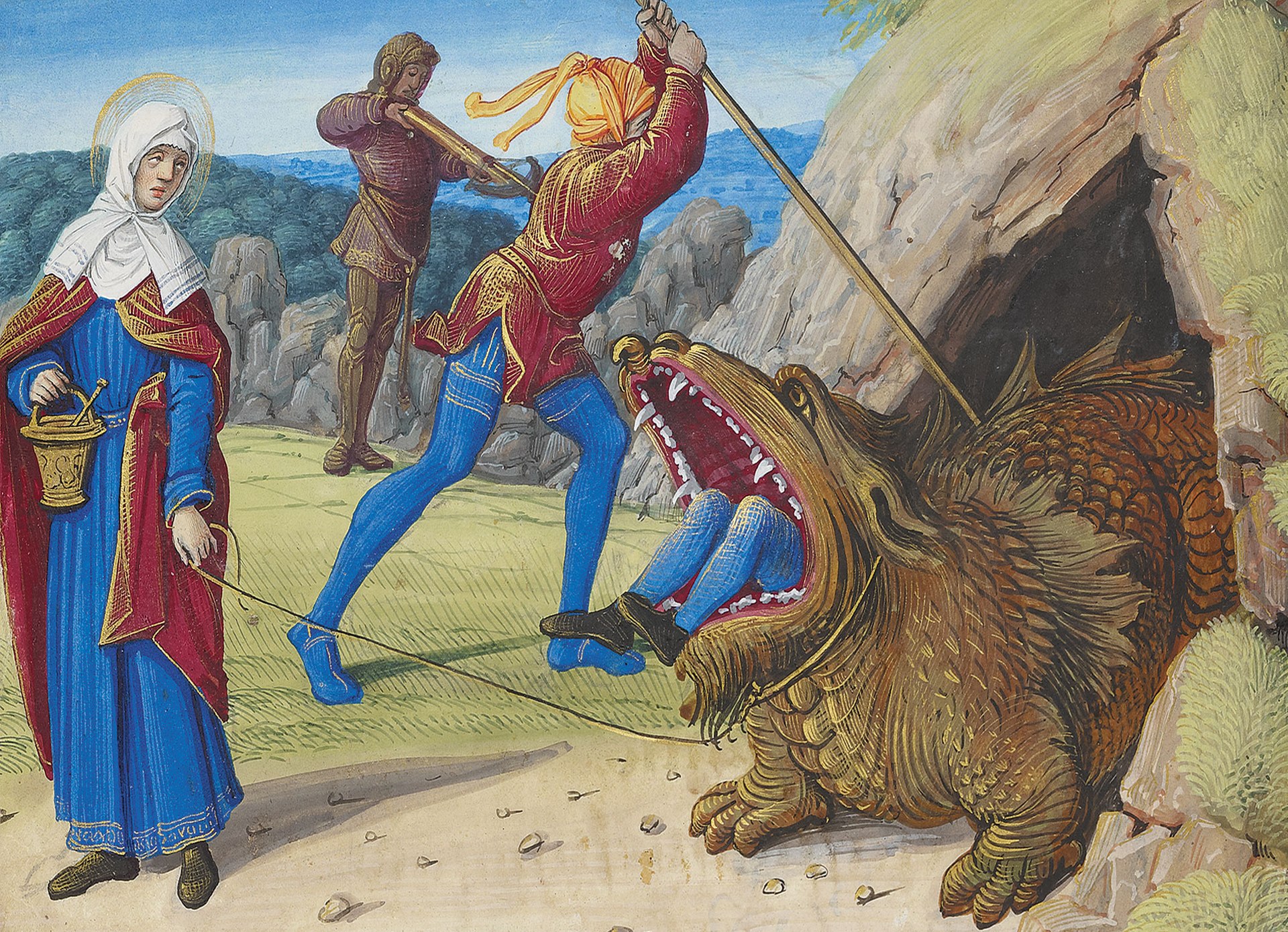 Taming the Tarasque from Hours of Henry VIII