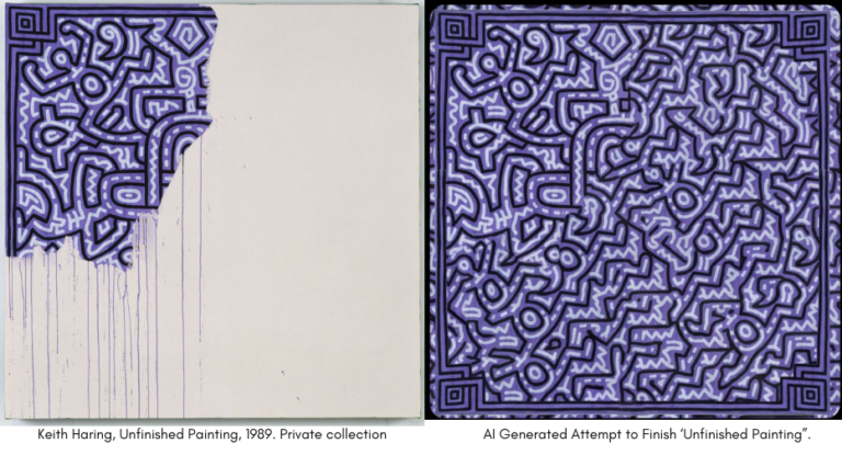 AI “Completes” Keith Haring’s Unfinished Painting and Controversy Erupts