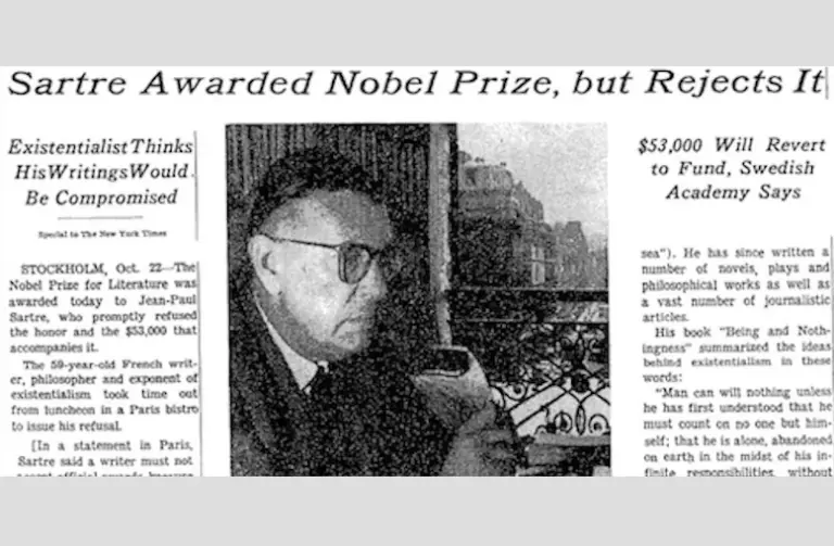 Jean-Paul Sartre Rejects the Nobel Prize in Literature in 1964: “It Was Monstrous!”