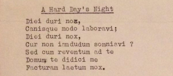 Hip 1960s Latin Teacher Translated Beatles Songs into Latin for His Students: Read Lyrics for “O Teneum Manum,” “Diei Duri Nox” & More