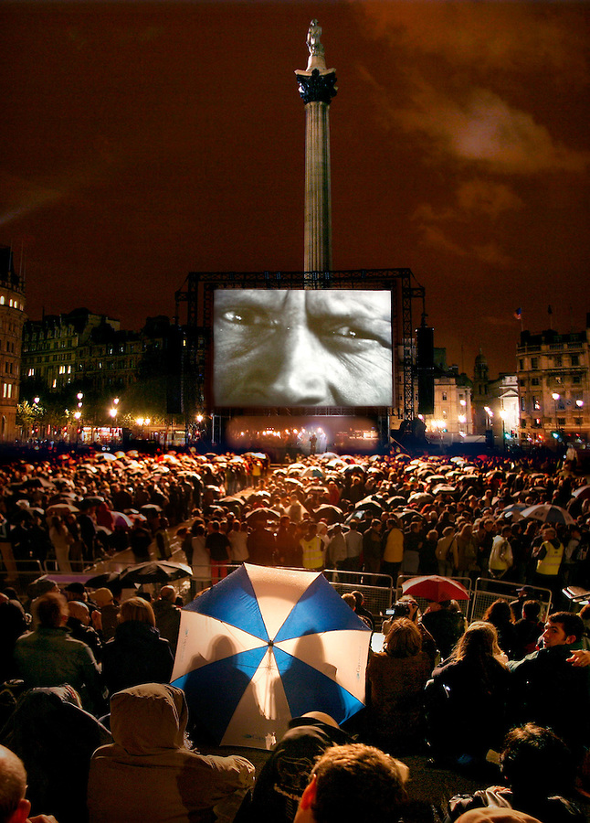 'Battleship Potemkin' Film Showing, Trafalgar Square, London.