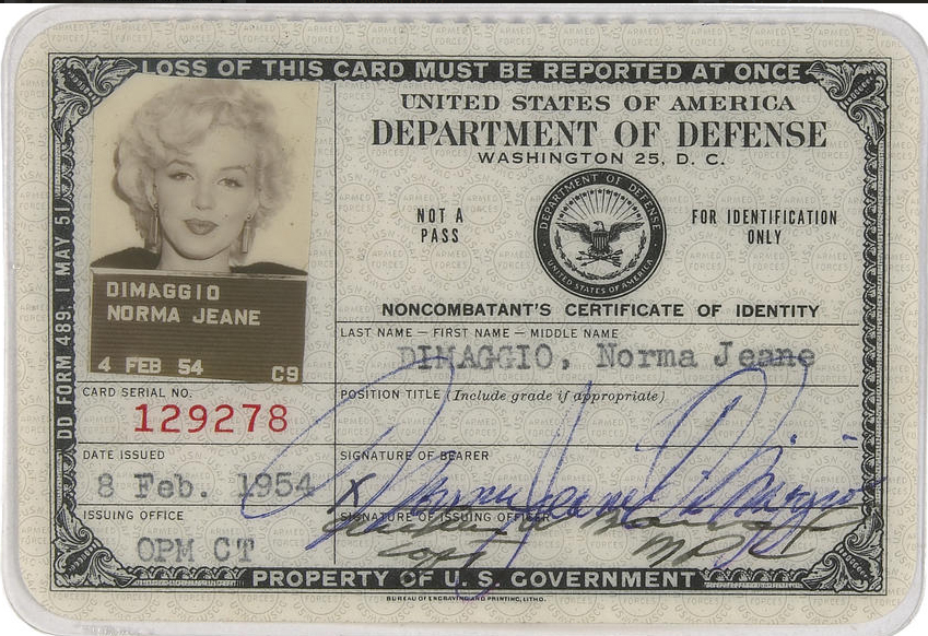 A Marilyn Monroe's ID Card, 1954 (1)