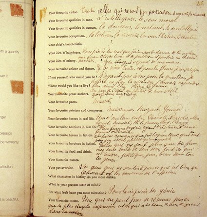 Marcel Proust Fills Out a Questionnaire in 1890: The Manuscript of the ...