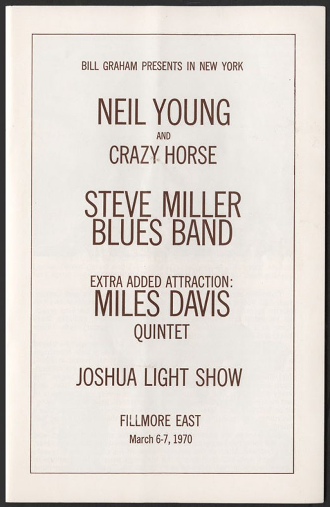 Miles Davis Opens For Neil Young And “That Sorry-Ass Cat” Steve Miller At The Fillmore East (1970) 1 miles fillmore east