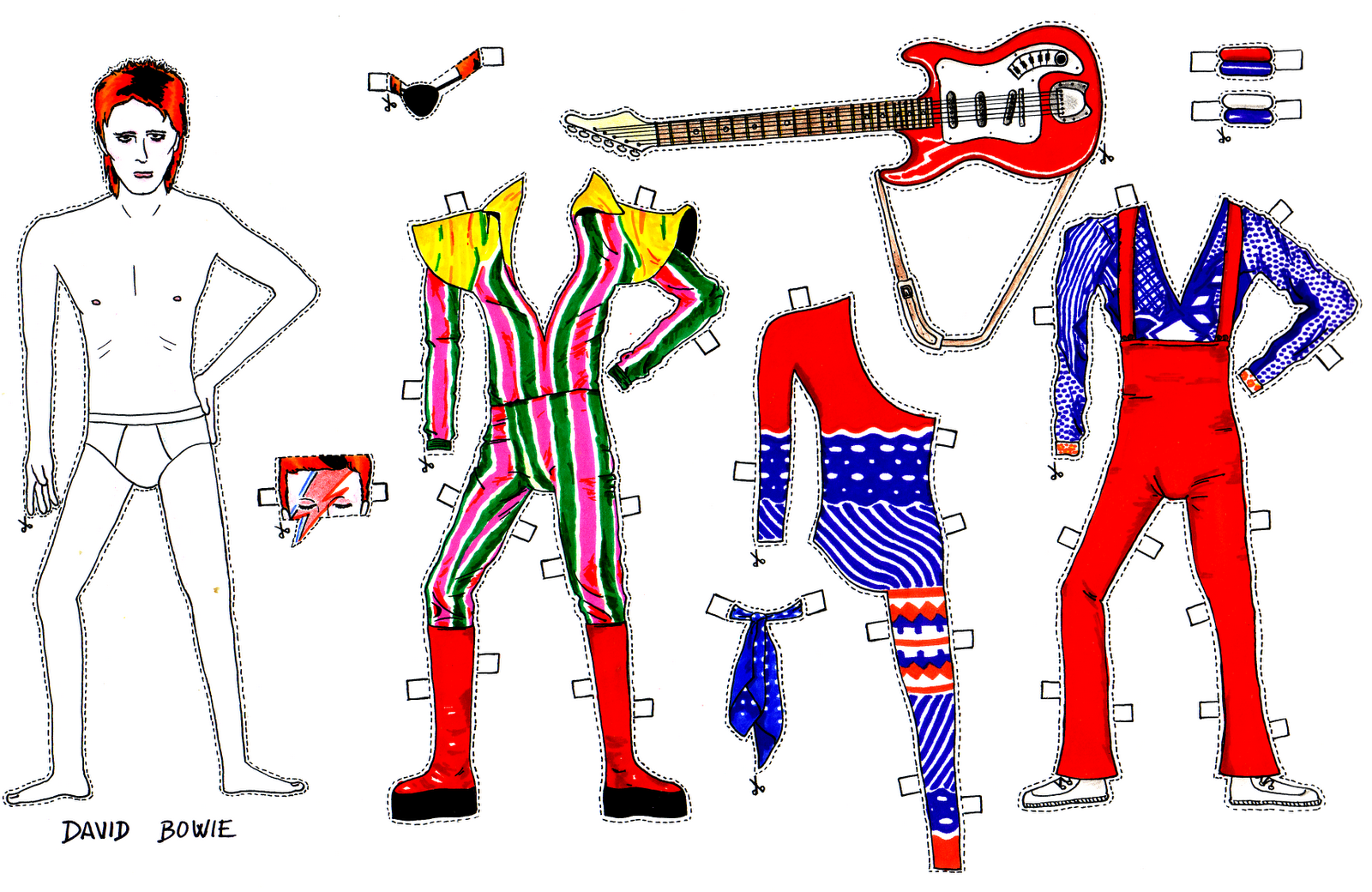 David Bowie Paper Dolls Recreate Some Of The Style Icon S Most Famous Looks Open Culture