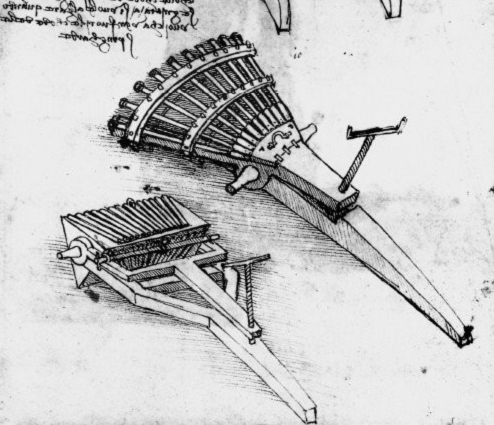 Resultado de imagem para leonardo da vinci machine gun